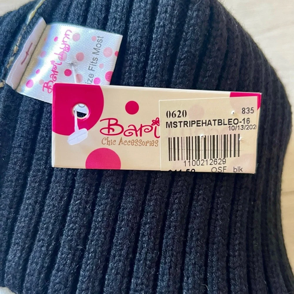 Bari Lynn Metallic Leopard Beanie Black/Silver Metallic - New with Tag